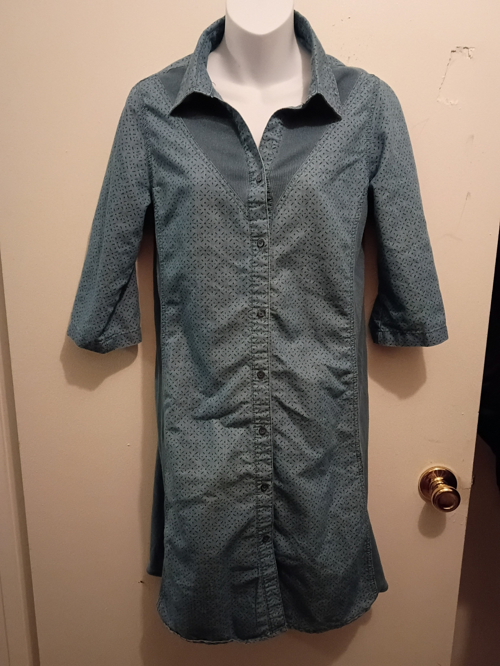 Lapis Blue Eyelet Button-Front Shirt Dress